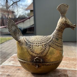 Vintage Indian brass clad box, beautiful antique piece.